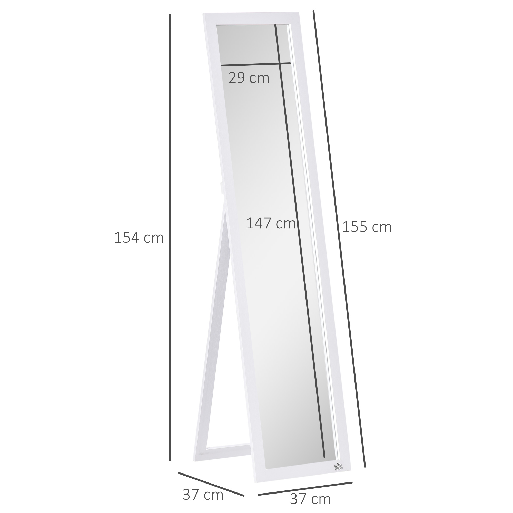 HOMCOM Full Length Mirror, Floor Standing or Wall-Mounted Long Mirror - Image 5