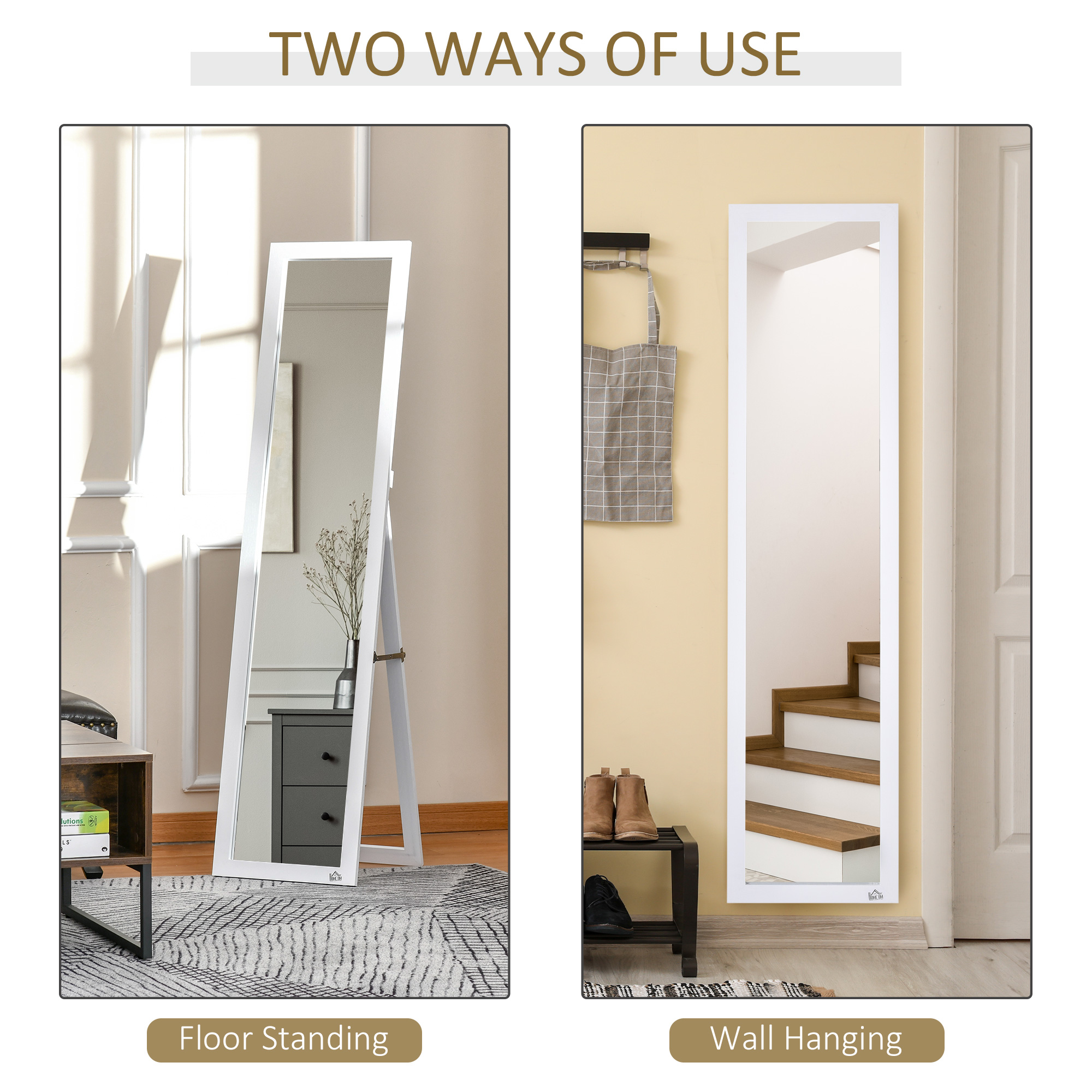 HOMCOM Full Length Mirror, Floor Standing or Wall-Mounted Long Mirror - Image 4