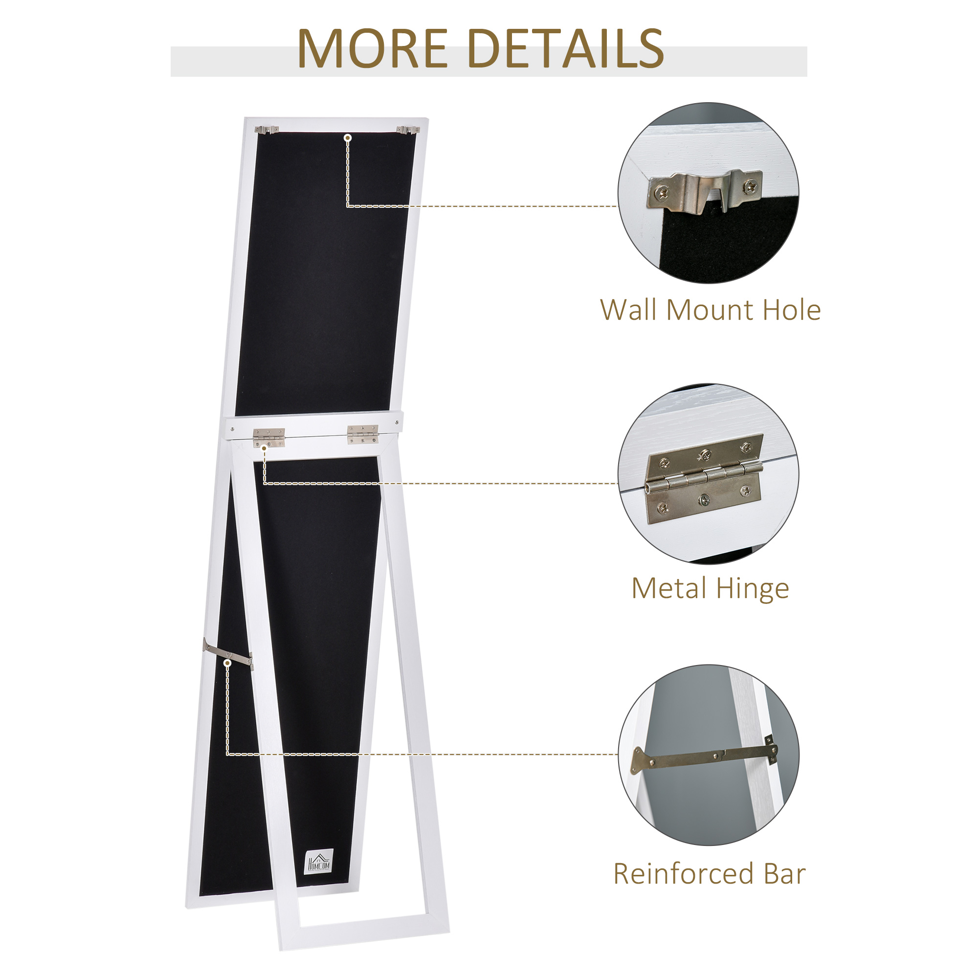HOMCOM Full Length Mirror, Floor Standing or Wall-Mounted Long Mirror - Image 8
