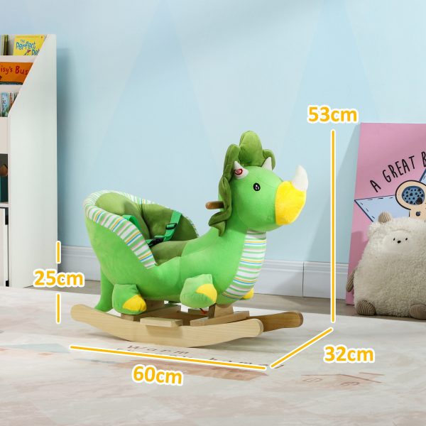 AIYAPLAY Rocking Horse Dinosaur Design Baby Rocker with Animal Sound, Green - Image 5