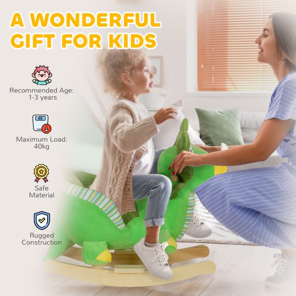 AIYAPLAY Rocking Horse Dinosaur Design Baby Rocker with Animal Sound, Green - Image 8