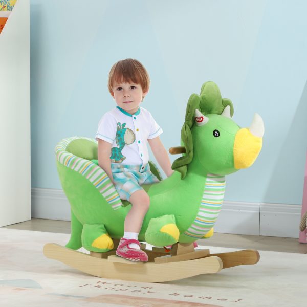 AIYAPLAY Rocking Horse Dinosaur Design Baby Rocker with Animal Sound, Green - Image 2