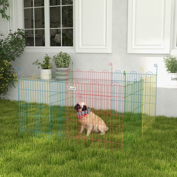 PawHut Pet Playpen Dog Puppy Crate Kennel w/ Door, 60H x Φ156cm - Image 2