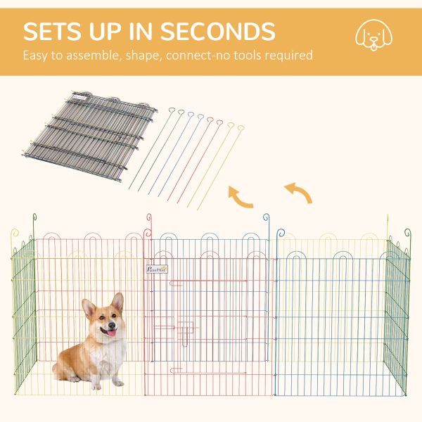 PawHut Pet Playpen Dog Puppy Crate Kennel w/ Door, 60H x Φ156cm - Image 3