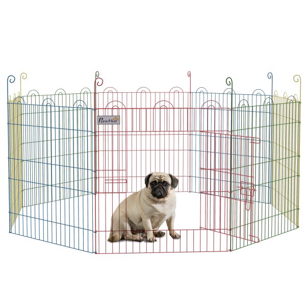 PawHut Pet Playpen Dog Puppy Crate Kennel w/ Door, 60H x Φ156cm