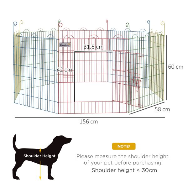 PawHut Pet Playpen Dog Puppy Crate Kennel w/ Door, 60H x Φ156cm - Image 5