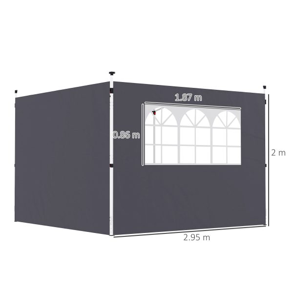 Outsunny Gazebo Replacement Exchangeable Wall Panels w/ Window, Dark Grey - Image 5