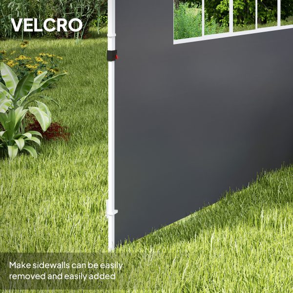 Outsunny Gazebo Replacement Exchangeable Wall Panels w/ Window, Dark Grey - Image 4