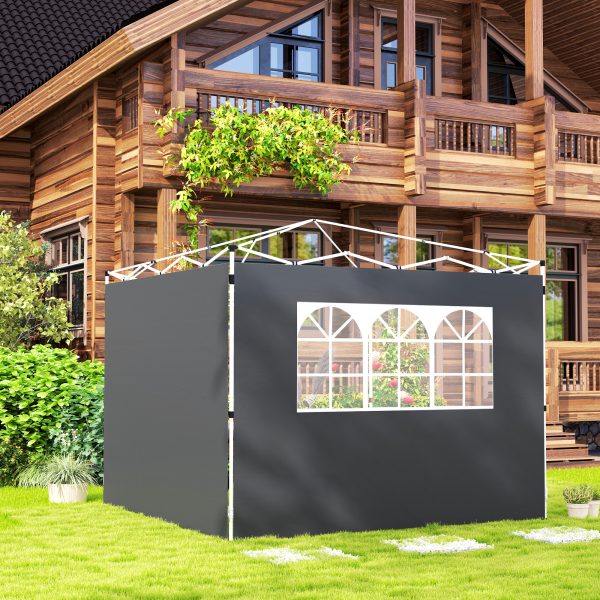Outsunny Gazebo Replacement Exchangeable Wall Panels w/ Window, Dark Grey - Image 2