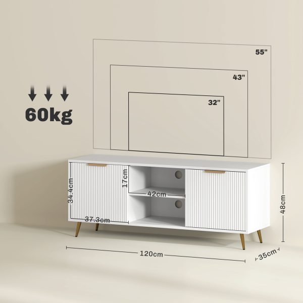 HOMCOM Modern TV Stand Cabinet with Storage for Living Room, White - Image 5