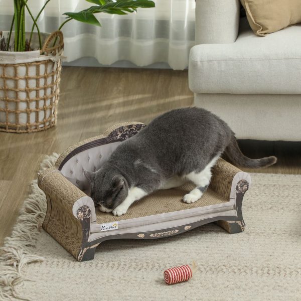 PawHut Cat Scratching Board with Organic Catnip for Indoor Cats, Brown - Image 2