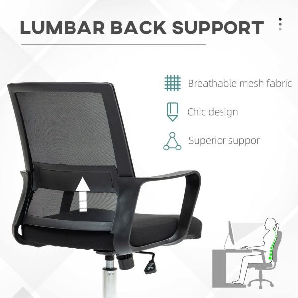 Vinsetto Mesh Office Chair Desk Chair w/ Swivel Seat Adjustable Height Black - Image 6