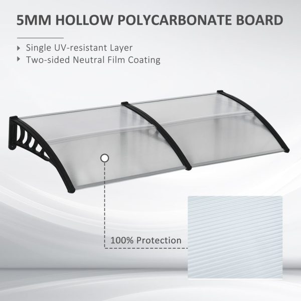 Outsunny Door Canopy Outdoor Awning Rain Shelter for Window Porch, Clear - Image 3