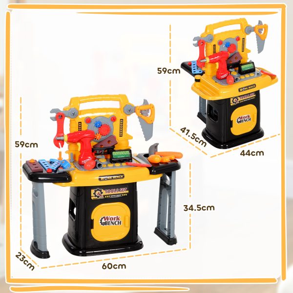 AIYAPLAY 102Pcs Play Tools Toy with Electric Drill, Storage, Yellow - Image 3