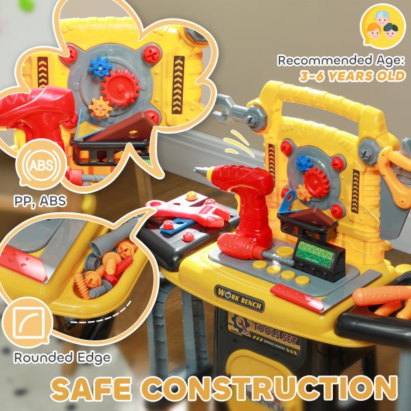 AIYAPLAY 102Pcs Play Tools Toy with Electric Drill, Storage, Yellow - Image 8