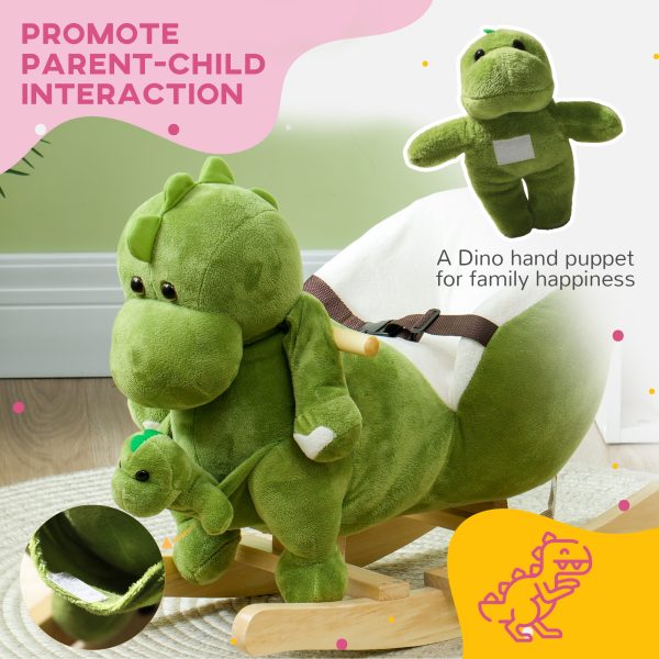 AIYAPLAY Baby Rocking Horse w/ Safety Belt, 32 Songs, Wood Base, Hand Puppet - Image 4