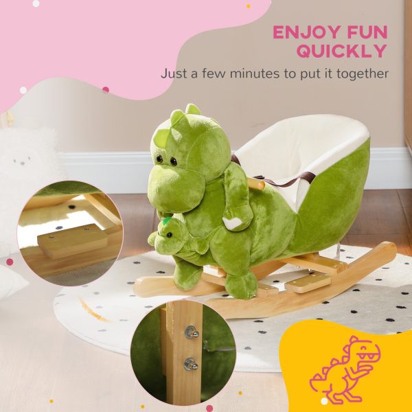 AIYAPLAY Baby Rocking Horse w/ Safety Belt, 32 Songs, Wood Base, Hand Puppet - Image 8