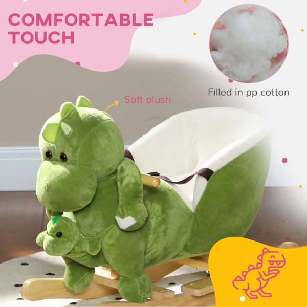 AIYAPLAY Baby Rocking Horse w/ Safety Belt, 32 Songs, Wood Base, Hand Puppet - Image 7