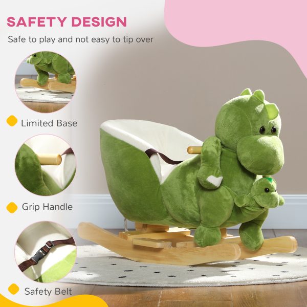 AIYAPLAY Baby Rocking Horse w/ Safety Belt, 32 Songs, Wood Base, Hand Puppet - Image 6