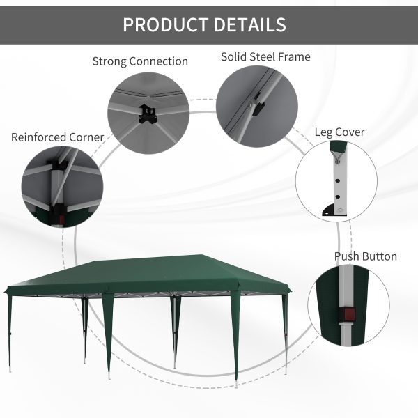 Outsunny 6 x 3(m) Pop Up Gazebo Patio Party Event Heavy Duty Canopy Green - Image 4