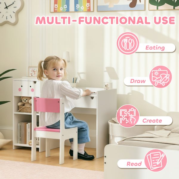 PawHut Kids Desk and Chair Set, Toddler Table and Chair Set, Rabbit Themed - Image 7