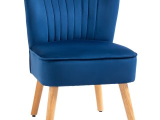 HOMCOM Velvet Accent Chair Occasional Tub Chair for Living Room, Dark Blue