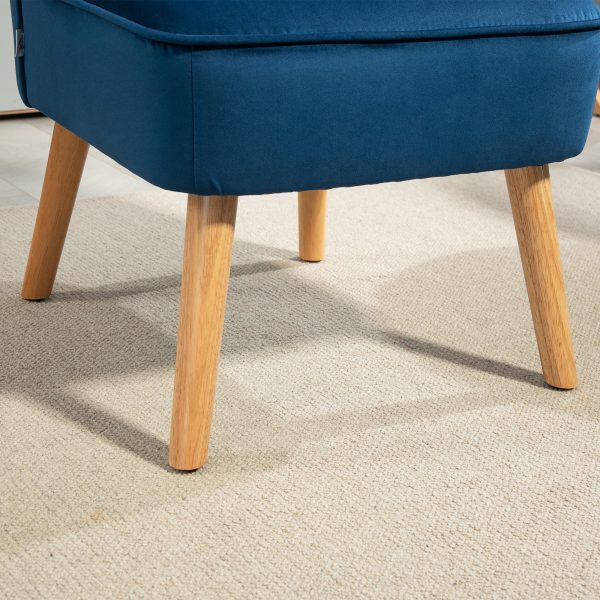 HOMCOM Velvet Accent Chair Occasional Tub Chair for Living Room, Dark Blue - Image 7