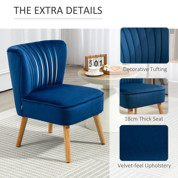 HOMCOM Velvet Accent Chair Occasional Tub Chair for Living Room, Dark Blue - Image 5