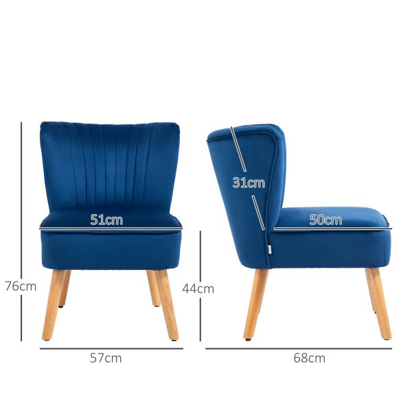 HOMCOM Velvet Accent Chair Occasional Tub Chair for Living Room, Dark Blue - Image 3