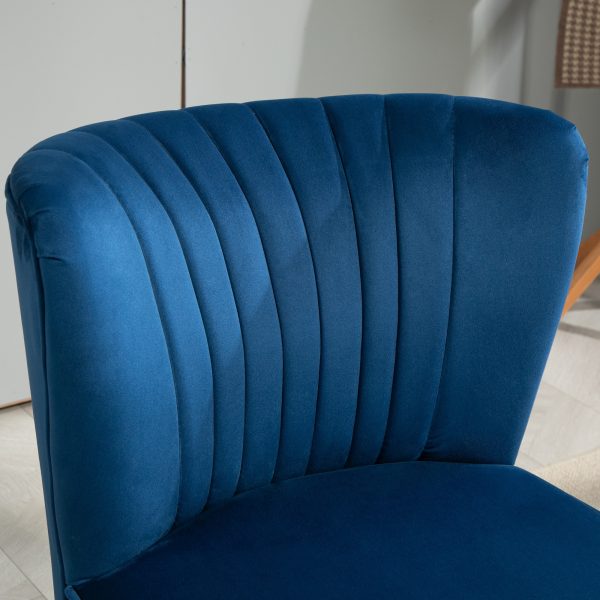 HOMCOM Velvet Accent Chair Occasional Tub Chair for Living Room, Dark Blue - Image 8
