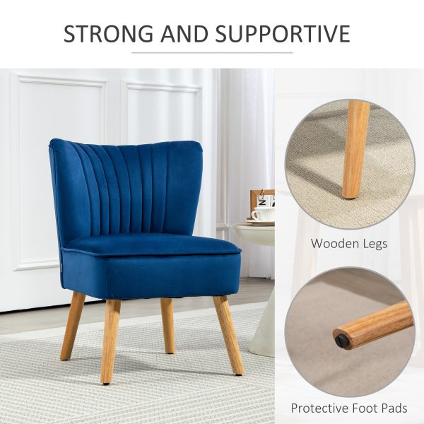 HOMCOM Velvet Accent Chair Occasional Tub Chair for Living Room, Dark Blue - Image 4