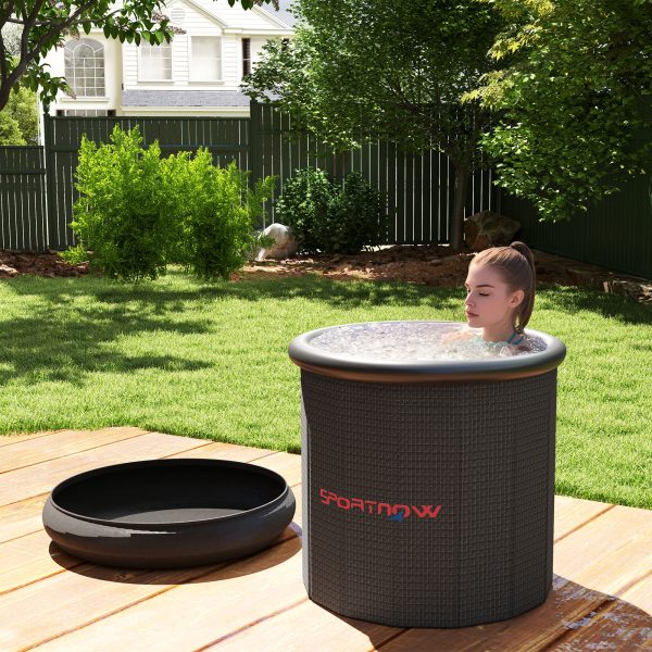 SPORTNOW Ice Bath Tub Outdoor, 300L Portable Cold Water Therapy Tub, Black - Image 2