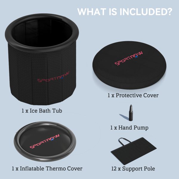 SPORTNOW Ice Bath Tub Outdoor, 300L Portable Cold Water Therapy Tub, Black - Image 8