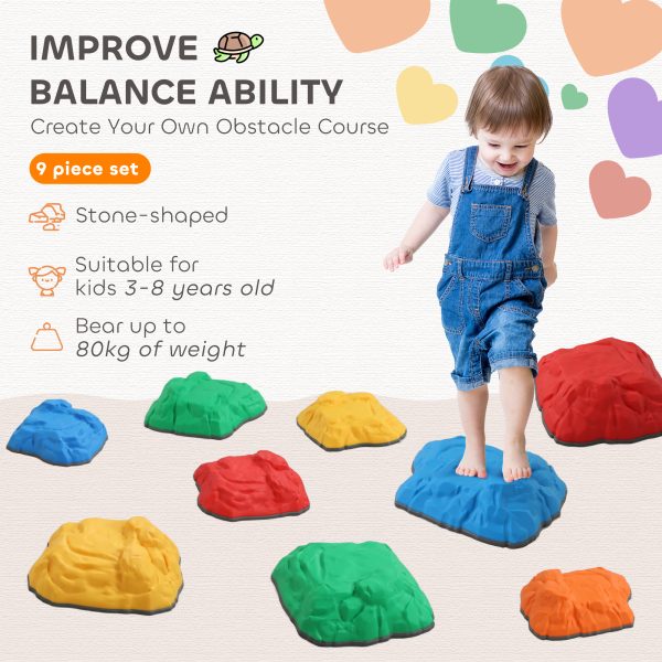 AIYAPLAY Balance Stepping Stones for Kids, 9 PCS River Stones Non-slip Bottom - Image 3