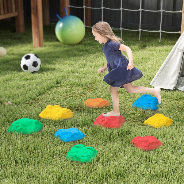 AIYAPLAY Balance Stepping Stones for Kids, 9 PCS River Stones Non-slip Bottom - Image 2
