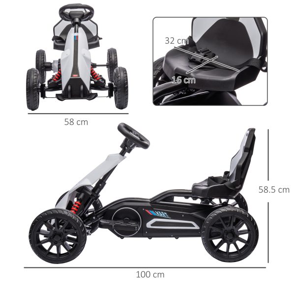 HOMCOM 12V Electric Go Kart w/ Forward Reversing 2 Speeds for 3-8 Yrs White - Image 5