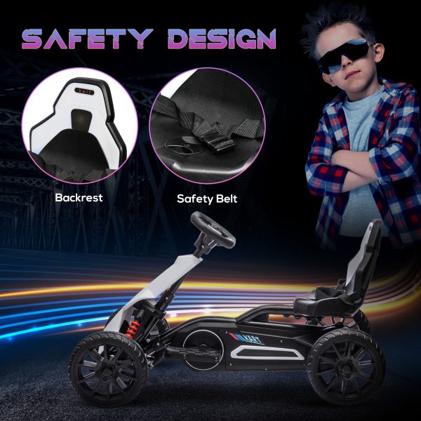 HOMCOM 12V Electric Go Kart w/ Forward Reversing 2 Speeds for 3-8 Yrs White - Image 6