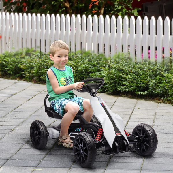 HOMCOM 12V Electric Go Kart w/ Forward Reversing 2 Speeds for 3-8 Yrs White - Image 2