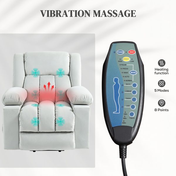 HOMCOM Power Lift Recliner Chair with Vibration Massage, USB - Image 4