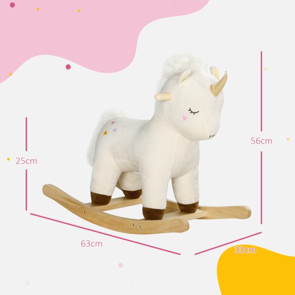 AIYAPLAY Rocking Horse with Unicorn Design, Sound, for 2-4 Years Old, White - Image 3