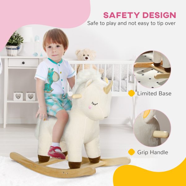 AIYAPLAY Rocking Horse with Unicorn Design, Sound, for 2-4 Years Old, White - Image 5