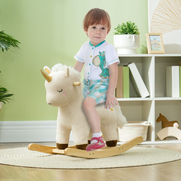 AIYAPLAY Rocking Horse with Unicorn Design, Sound, for 2-4 Years Old, White - Image 2