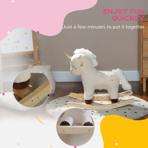 AIYAPLAY Rocking Horse with Unicorn Design, Sound, for 2-4 Years Old, White - Image 6