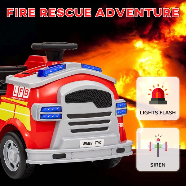 AIYAPLAY 12V Ride on Fire Truck w/ Siren Flashing Lights - Image 3