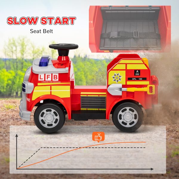 AIYAPLAY 12V Ride on Fire Truck w/ Siren Flashing Lights - Image 6