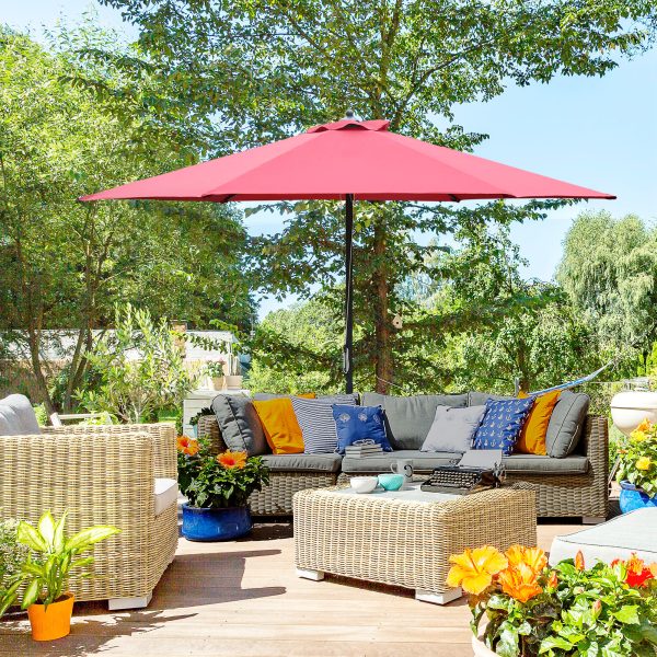 Outsunny Umbrella Parasol ?2.8x2.4 m, Steel, Polyester-Wine Red - Image 2