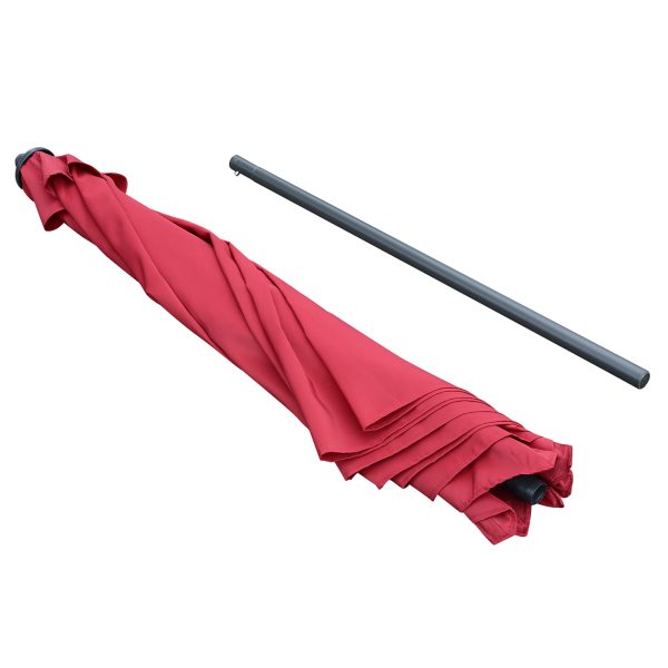 Outsunny Umbrella Parasol ?2.8x2.4 m, Steel, Polyester-Wine Red - Image 7