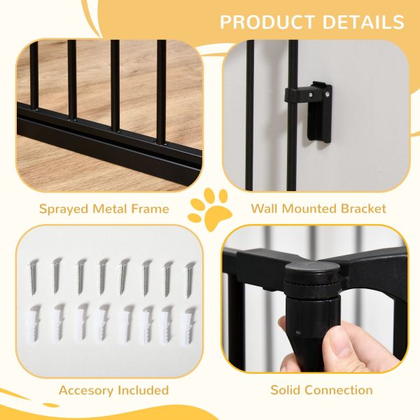 Pet Gate 3-Panel Dog Playpen for Indoor Stair Barrier W/ Walk Through Door Black - Image 8
