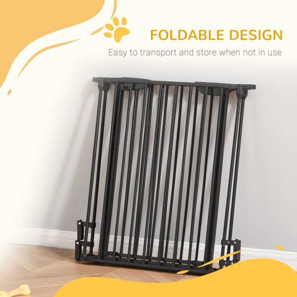 Pet Gate 3-Panel Dog Playpen for Indoor Stair Barrier W/ Walk Through Door Black - Image 5