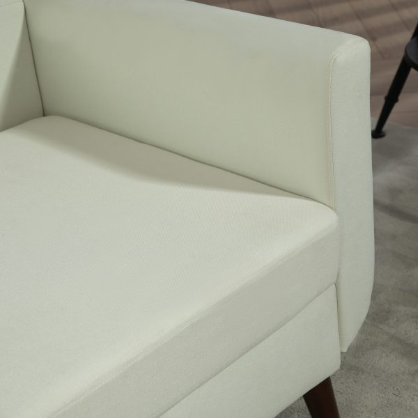 HOMCOM Modern Upholstered Fabric Loveseat Sofa for Living Room, Cream - Image 8